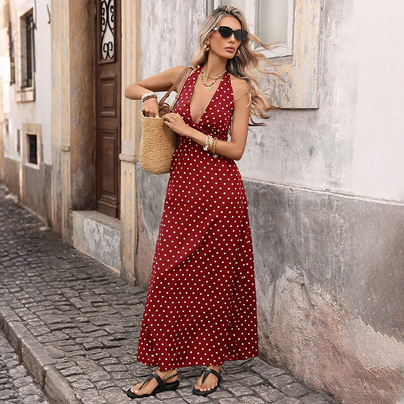 Robe longue amalfi à pois
