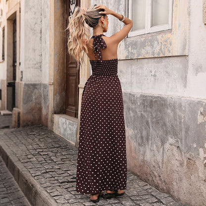 Robe longue amalfi à pois